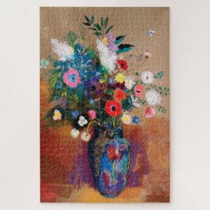 Large Bouquet in a Blue Vase by Odilon Redon Jigsaw Puzzle