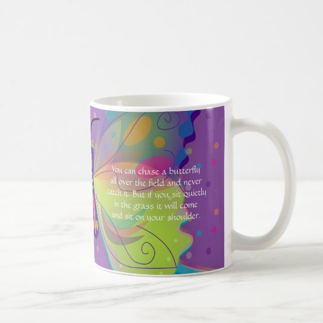 Large & Bright Butterfly with Poem Coffee Mug (Right)