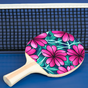 Large Bright Pink Flower Pattern Ping Pong Paddle