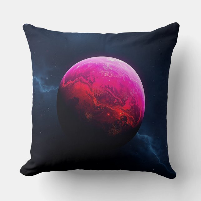 Large Bright Pink Planet Cushion (Front)