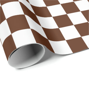 Large Brown and White Checks Wrapping Paper