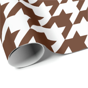 Large Brown and White Houndstooth Wrapping Paper