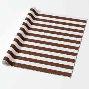 Large Brown and White Stripes Wrapping Paper