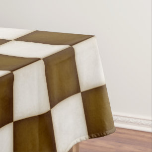 Large Brown & Antique White Checkers 52"x70" Tablecloth