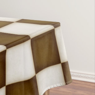Large Brown & Antique White Checkers 60"x104" Tablecloth