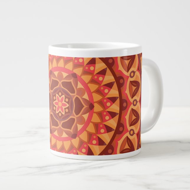 Large Brown Mandala Earthy Boho Pattern Cosy Hygge Coffee Mug (Front Right)
