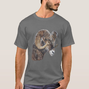 Large Brown Realistic Big Horn Sheep Original Art T-Shirt