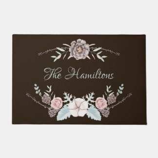 Large Brown Winter Foliage Personalised Doormat