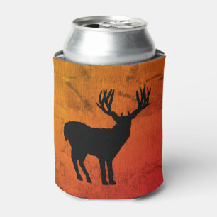 Large Buck with Big Horns Silhouette Can Cooler