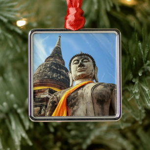 Large Buddha in Ayutthaya, Thailand Metal Tree Decoration