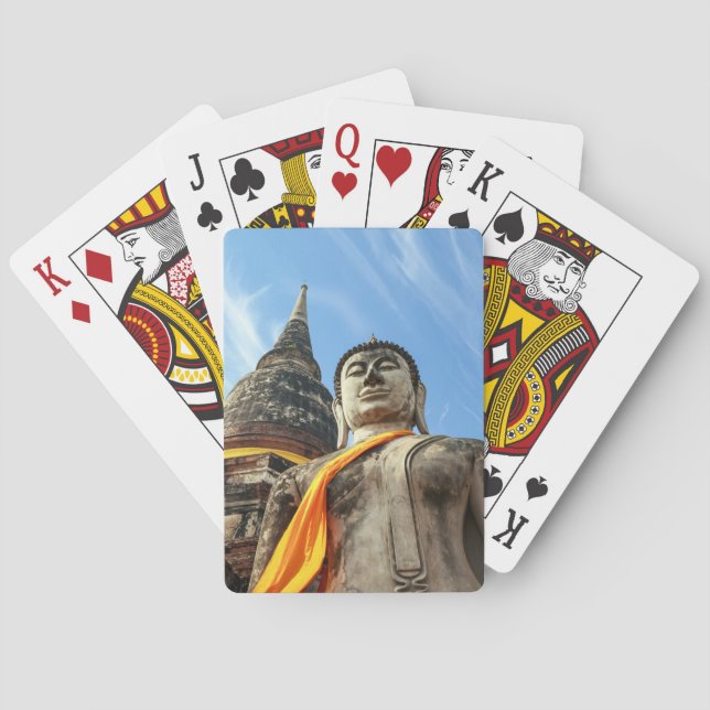 Large Buddha in Ayutthaya, Thailand Playing Cards (Back)