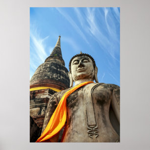 Large Buddha in Ayutthaya, Thailand Poster
