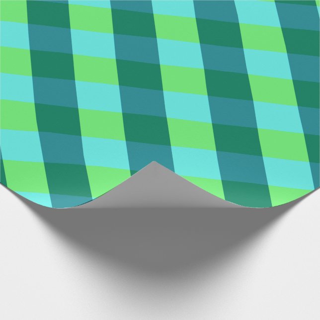 Large Buffalo Check, aqua, teal, and lime green Wrapping Paper (Corner)