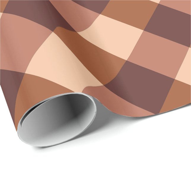 Large Buffalo Check, cocoa brown and buff pink Wrapping Paper (Roll Corner)