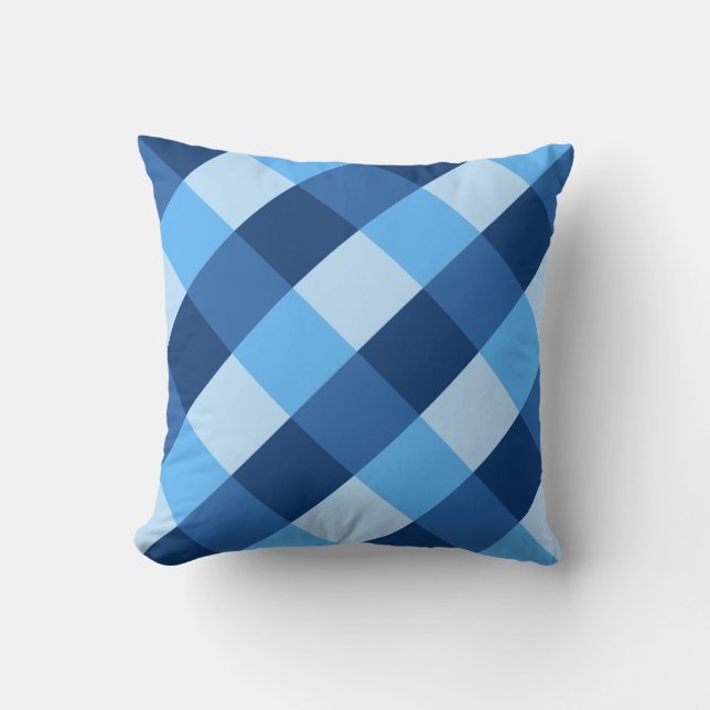 Large Buffalo Check, shades of denim blue Cushion (Front)