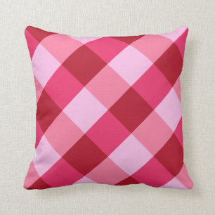 Large Buffalo Check, strawberry pink and red Cushion