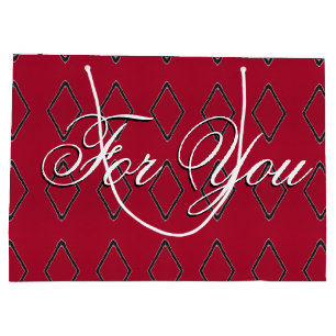Large Burgundy Diamond Design Paper Gift Bag