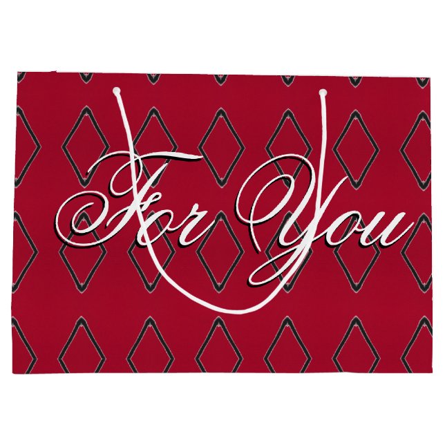 Large Burgundy Diamond Design Paper Gift Bag (Back)