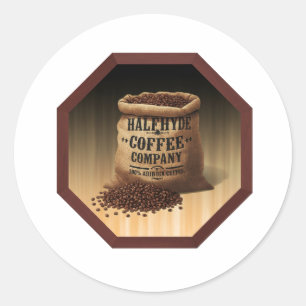 Large Burlap Bag With Label For Halfhyde Coffee Co