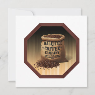 Large Burlap Bag With Label For Halfhyde Coffee Co Invitation