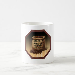 Large Burlap Bag With Label For Halfhyde Coffee Co Mug