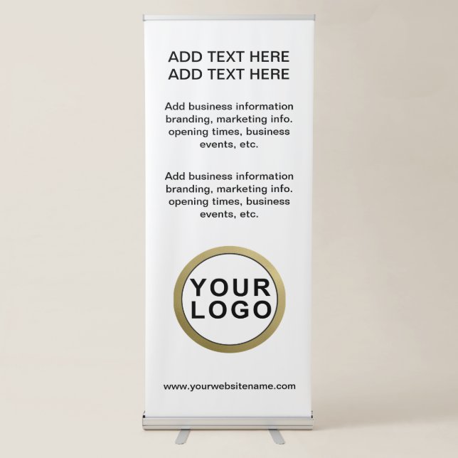 Large Business Logo Black White Retractable Banner (Front)