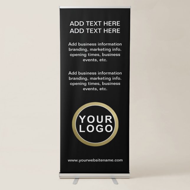 Large Business Logo Black White Retractable Banner (Front)