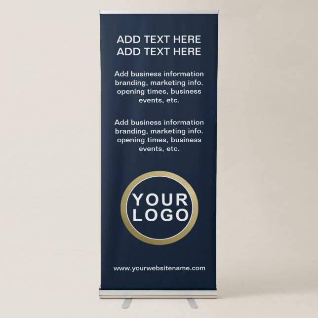 Large Business Logo Blue White Retractable Banner (Front)