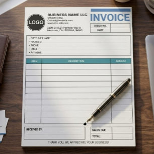 Large Business Sales Form / Receipt   Custom Logo Notepad