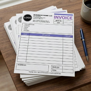 Large Business Sales Invoice Forms   Custom Logo Letterhead