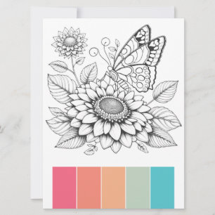 Large Butterfly Colouring Cards Art Therapy Pages