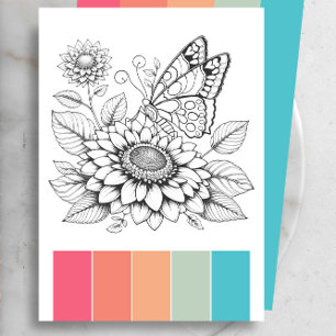 Large Butterfly Colouring Cards Art Therapy Pages