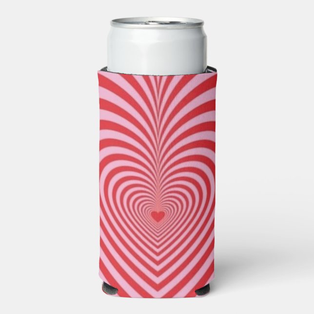 Large Can Cooler - Optical Illusion Hearts  (Seltzer Front)