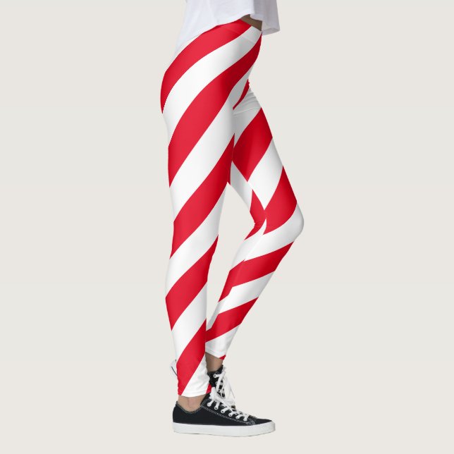 Large Candy Cane Stripe Pattern Leggings (Right)