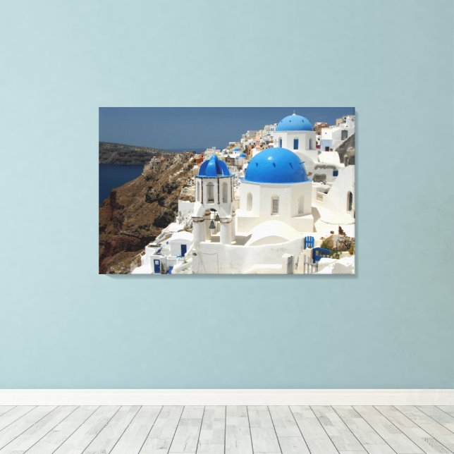 Large Canvas Print - Santorini Greece  (Insitu(Wood Floor))