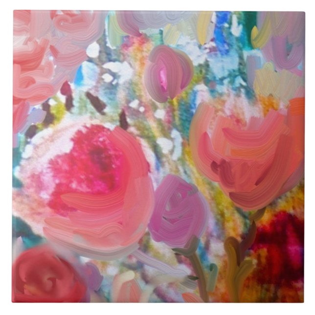 Large Ceramic Tile, Gorgeous Original Floral! Tile (Front)