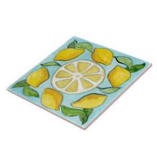 Large ceramic tile Sicilian-style “Lemons”