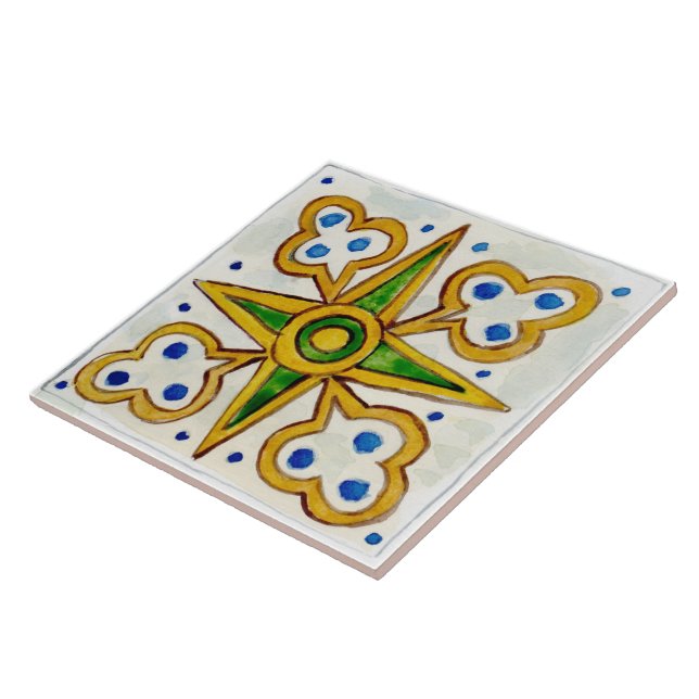 Large ceramic tile, Sicilian-style “Trapani” Tile (Side)