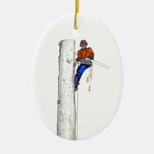 Large chainsaw needed.Arborist Tree surgeon Ceramic Tree Decoration (Front)