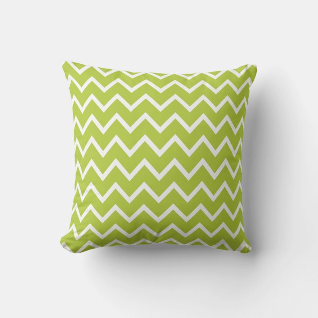 Large Chartreuse Green Chevron Pillow (Front)
