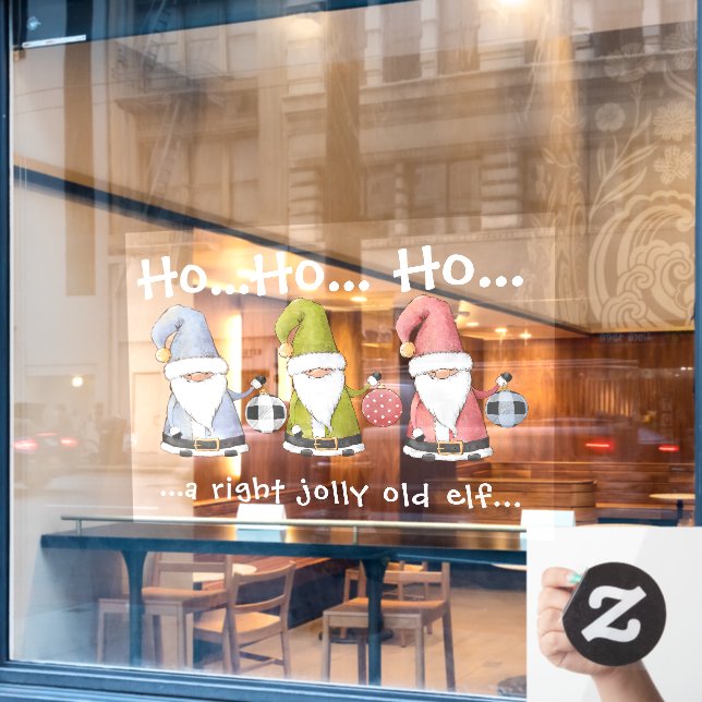 Large Christmas Elves/Gnomes with Ornaments Window Cling (Cafe Window)