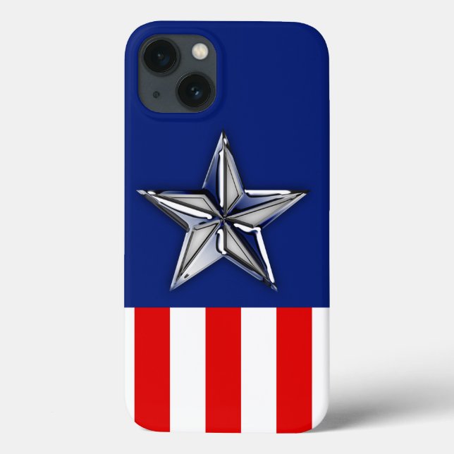 Large Chrome Like Silver Star on Festive Colors Case-Mate iPhone Case (Back)