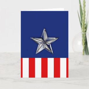 Large Chrome Like Silver Star on Festive Colours Holiday Card