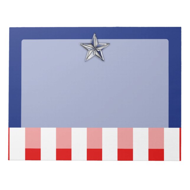 Large Chrome Like Silver Star on Festive Colours Notepad (Front)