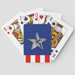 Large Chrome Like Silver Star on Festive Colours Playing Cards