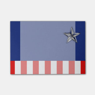 Large Chrome Like Silver Star on Festive Colours Post-it Notes