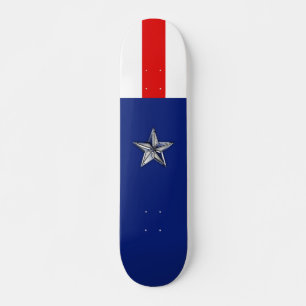 Large Chrome Like Silver Star on Festive Colours Skateboard