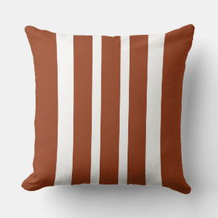 Large Cinnamon Brown And White Stripe  Cushion