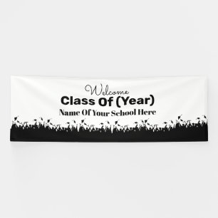 Large Class Reunion Banner Graduates Silhouettes