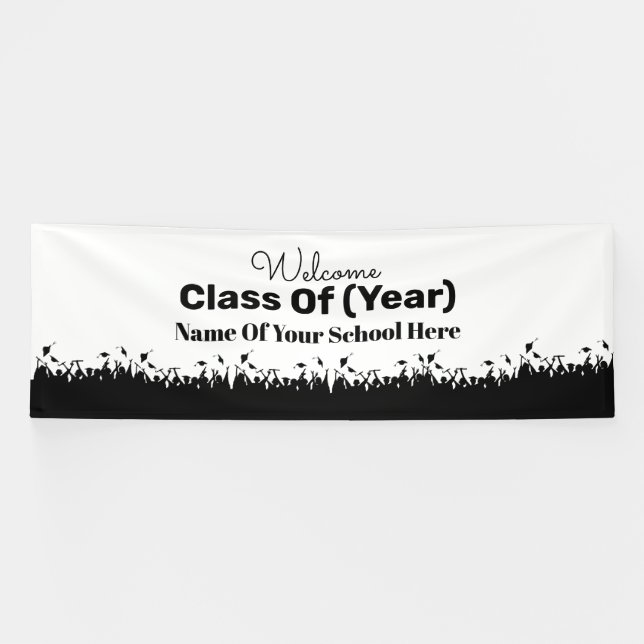 Large Class Reunion Banner Graduates Silhouettes (Horizontal)